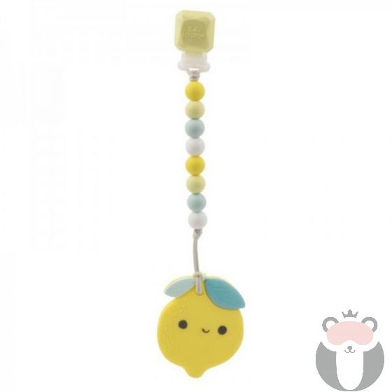 Loulou LOLLIPOP Голяма силиконова гризалка с клипс Lemon