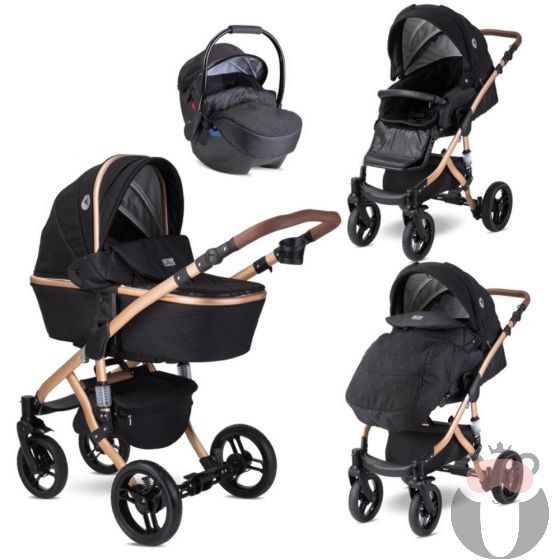 Lorelli Детска комбинирана количка RIMINI Premium, Black Stars