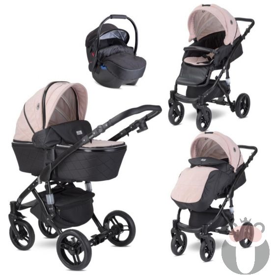 Lorelli Детска комбинирана количка RIMINI Premium, Cameo Rose Stars