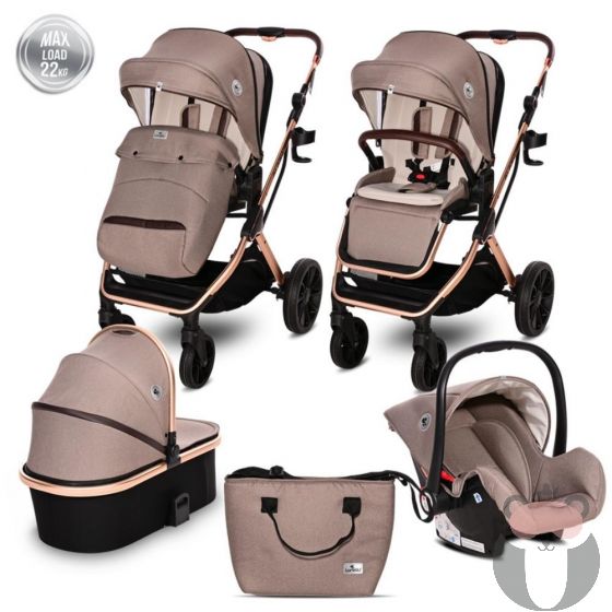 Lorelli Бебешка комбинирана количка 3в1 GLORY, Beige