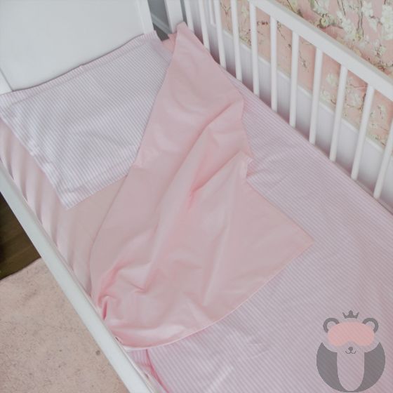 Blossom Bay Бебешки спален комплект с плик за завивка – розово с райе