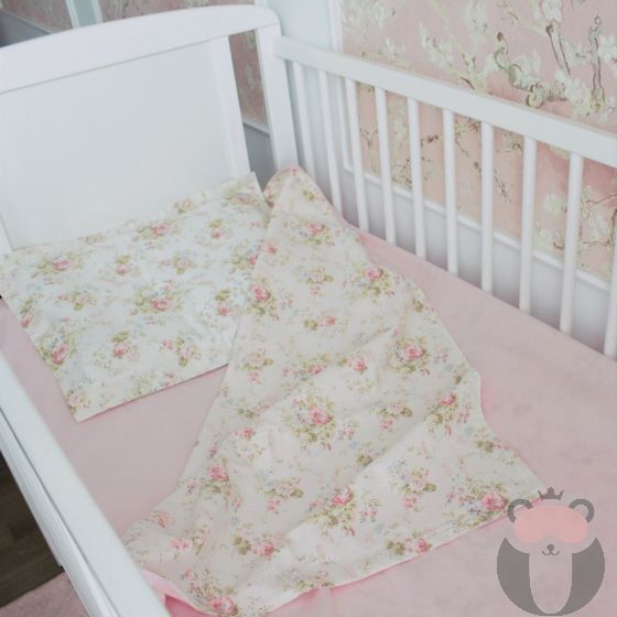 Blossom Bay Бебешки спален комплект с плик за завивка – розово с цветя