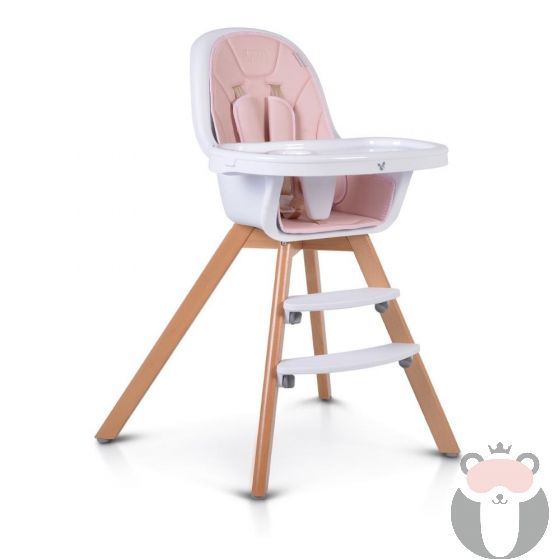 Cangaroo Детски дървен стол за хранене HYGGE, Розов
