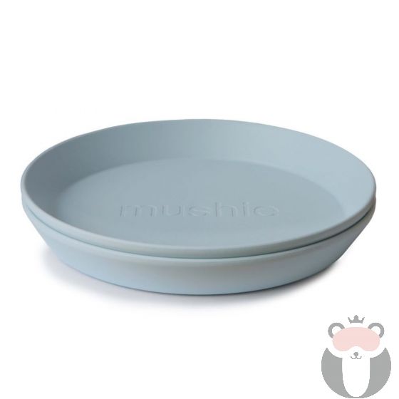 Mushie Комплект кръгли чинии за хранене Powder Blue - 2 бр.