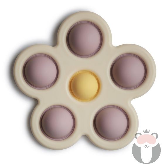 Mushie Силиконова играчка Цвете, (Soft Lilac/Pale Daffodil/Ivory)