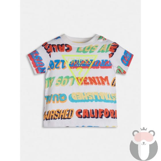 Guess детска цветна тениска с надписи за момче