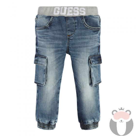 Guess Детски карго дънки за момче BLUE BABY CARGO WASH