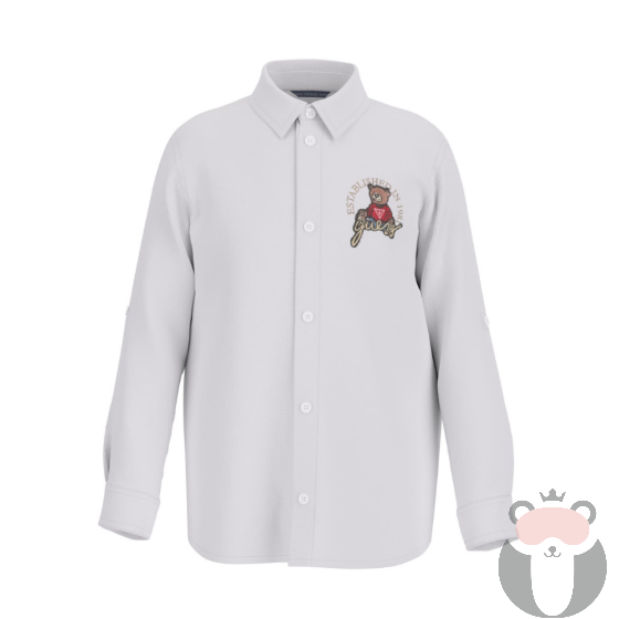 Guess Bear Детска риза за момче OXFORD White
