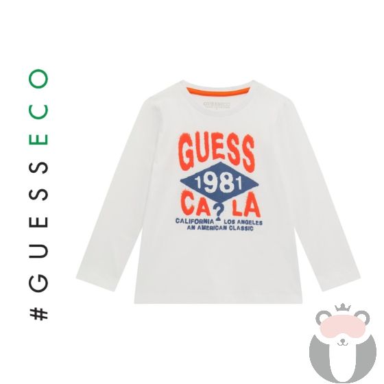 Guess Детска блуза с дълъг ръкав WHITE & ORANGE