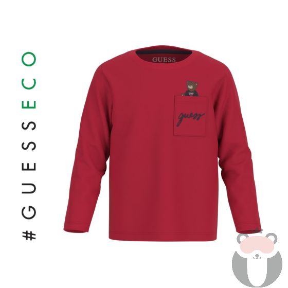 Guess Bear Детска блуза с дълъг ръкав за момче CHILI RED
