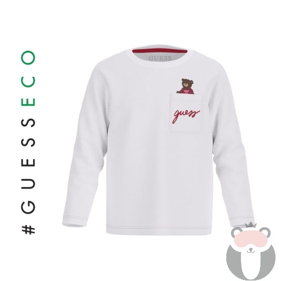 Guess Bear Детска блуза с дълъг ръкав за момче PURE WHITE