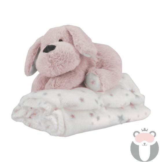 Бебешко одеяло с играчка Кученце, розов