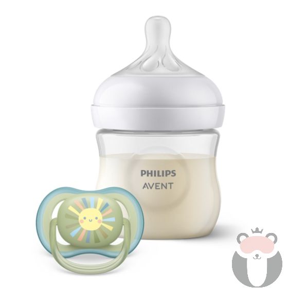 Philips Avent КОМПЛЕКТ за бебе - ШИШЕ Natural Response 3.0 с биберон 0м+, 125мл + залъгалка (0-6)