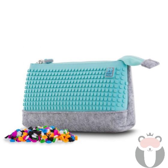 Несесер за моливи Pixie Crew PXA01, Сив/Тюркоаз