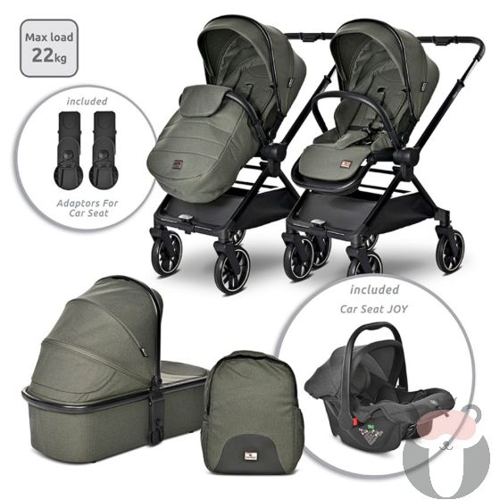 Lorelli Детска количка REYA 3в1 с реверсивна дръжка, Green