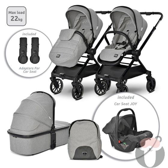 Lorelli Детска количка REYA 3в1 с реверсивна дръжка, Grey