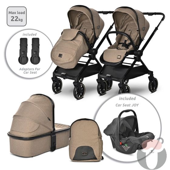 Lorelli Детска количка REYA 3в1 с реверсивна дръжка, Brown