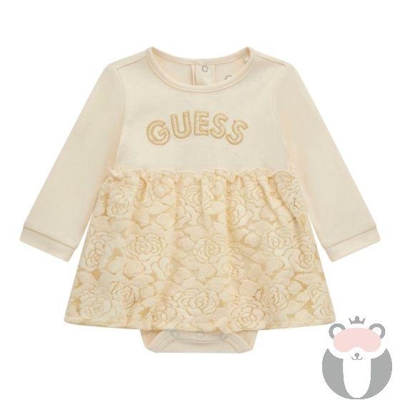 Guess Бебешка рокля за изписване CREAM WHITE