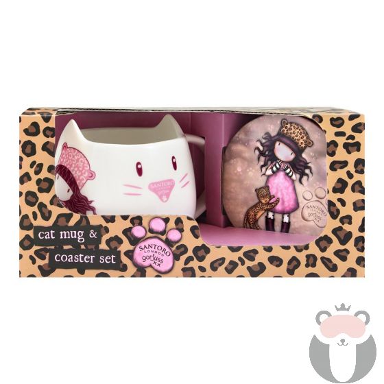 Santoro Комплект чаша и подложка за чаша в кутия Gorjuss Purrrrrfect Love