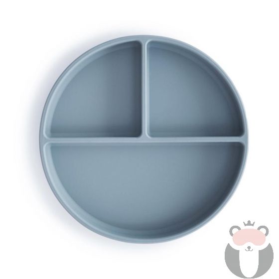 Mushie Силиконова чинийка с вакуум, Powder Blue