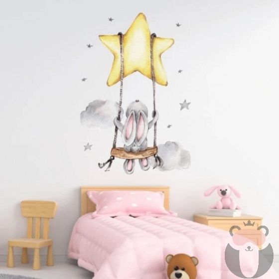 Sipo Детски стикер за стена за детска стая - зайче на люлка PAT38467