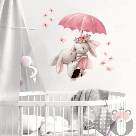 Sipo Детски стикер за стена за бебешка ста- зайчета с чадър PAT38463