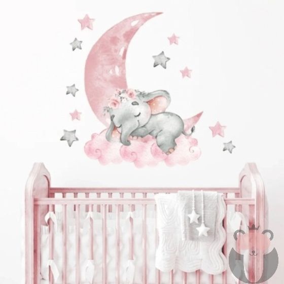 Sipo Детски стикер за стена за бебешка ста- слонче на облак PAT38462