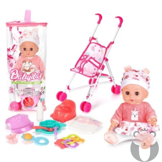 Кукла бебе Sonne Madalena с количка за бебе и аксесоари PAT48859