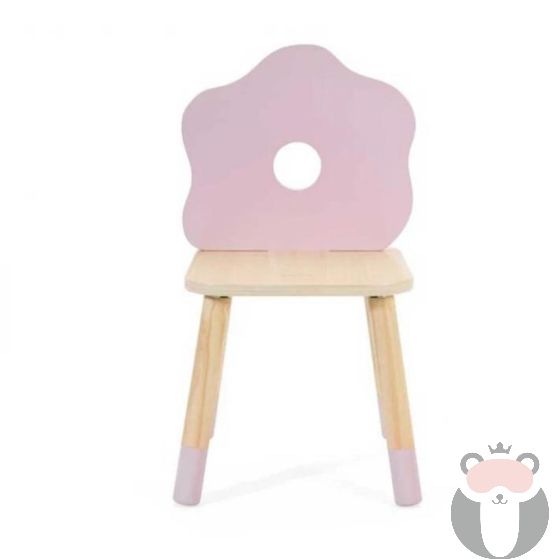  Classic World Дървено столче за деца с облегалка - цвете
