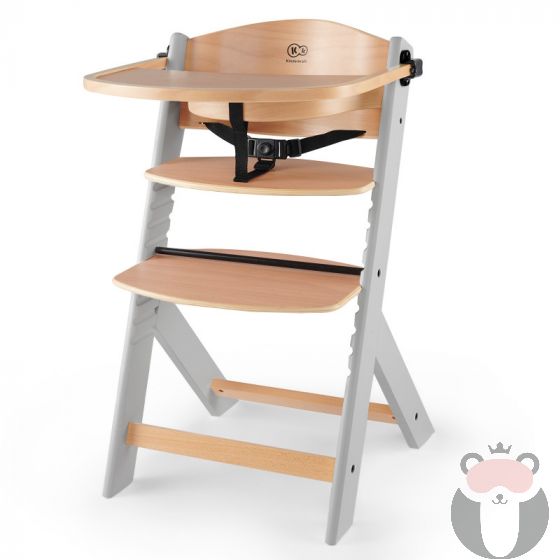 KinderKraft Детско столче за хранене 3в1 ENOCK, Дървено/сиви крака