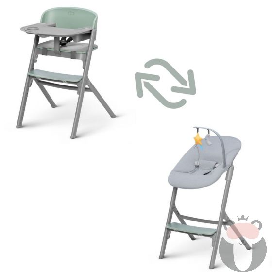  KinderKraft Столче за хранене LIVY + шезлонг CALMEE, зелено