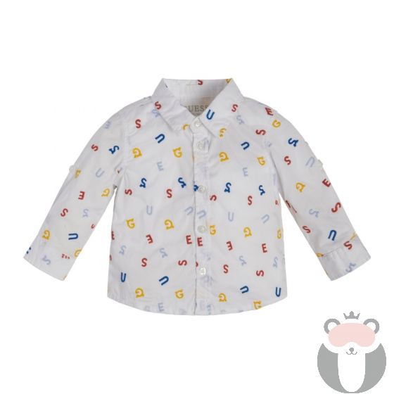 Guess Официална детска риза за момче Cotton Letter