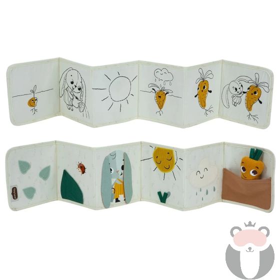 Tiny Love 2-в-1 Мека двулицева книжка и обиколник Double-sided First Book от Еко серията Garden of Adventures, 0м+