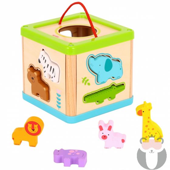 Дървено кубче за сортиране с животни Tooky toy