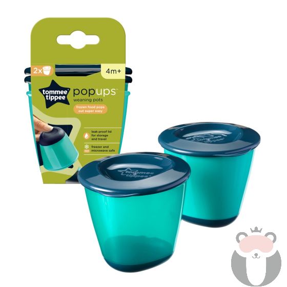 Tommee Tippee Големи контейнери за съхранение на храна 120 мл, 4м+, 2 броп