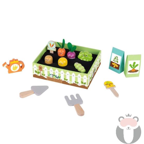 Tooky Toy Дървени зеленчуци за засаждане, Моята зеленчукова градина