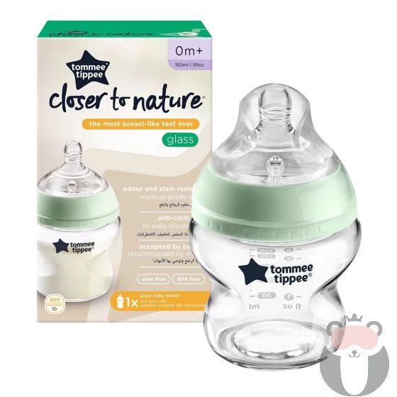 Tommee Tippee Стъклено шише за хранене Easi Vent 150 мл 0м+ 