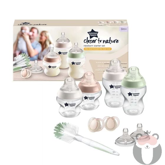 Tommee Tippee КОМПЛЕКТ ЗА НОВОРОДЕНО NATURAL START САМОСТЕРИЛИЗИРАЩО + ЧЕТКА ЗА ШИШЕТА
