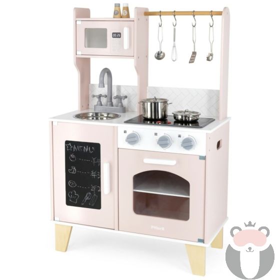 Viga Toys Детска дървена кухня със светлини в розово