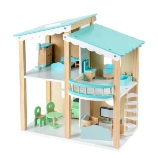Дървена къща за кукли, Синя