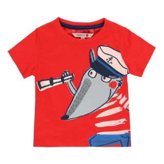 Boboli детска червена памучна тениска за момче Saint Martin 