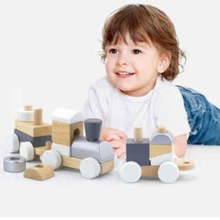 Детско дървено влакче и конструктор за дърпане Viga toys