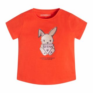 Guess Детска тениска за момиче Easter Bunny Fire Red