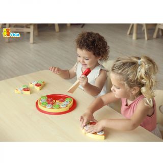 Дървена пица за рязане Италия - аксесоар за детска дървена кухня  Viga toys 