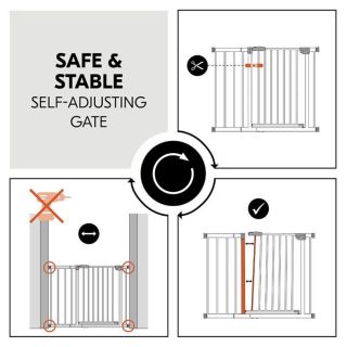 Hauck Предпазна преграда за бебе Clear Step Autoclose 2 + удължител 9 см., White