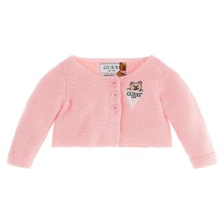 Guess Бебешка плетена жилетка Bear Sweet Pink