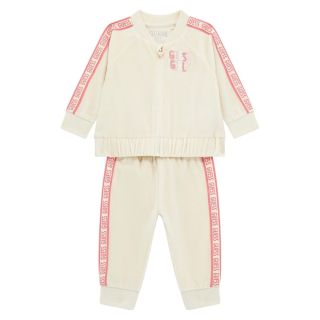 Guess Бебешки сет с надписи CREAM WHITE