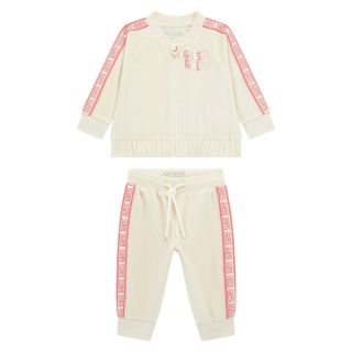 Guess Бебешки сет с надписи CREAM WHITE