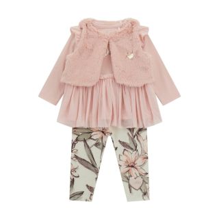 Guess Бебешки комплект за момиче 3 части PINK ROSES