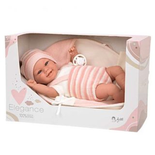 Arias Усмихната кукла-бебе Роса в розово с аксесоари - 35 см, реално тегло